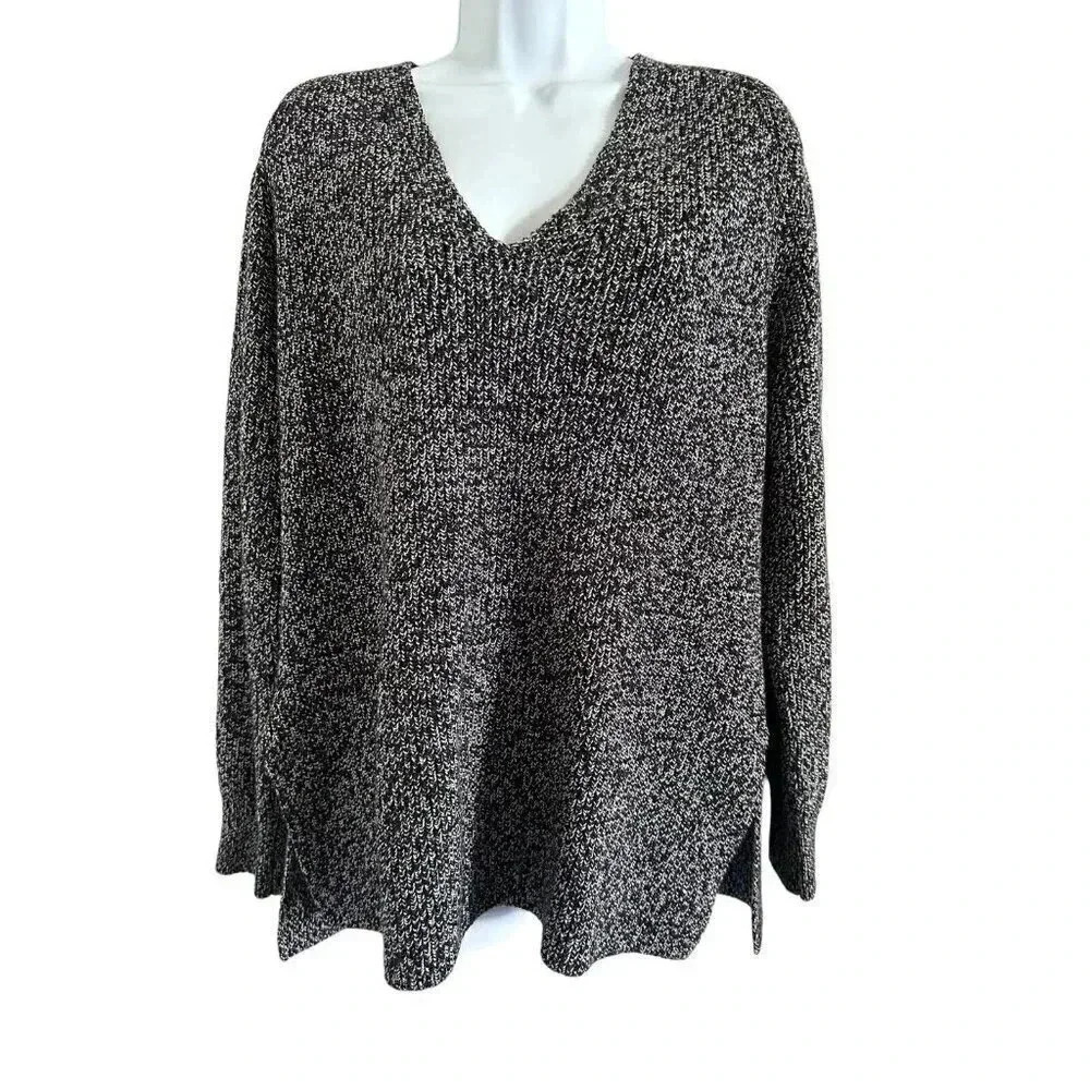 Athleta Switchback Pullover Sweater Black White wool blend Size XS 354141 EUC